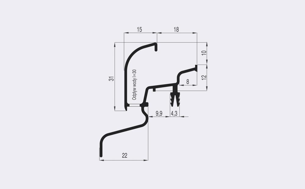 GUTTER DRIP LPOS 33/22 W